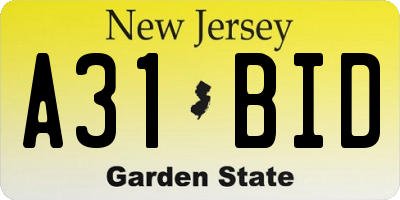 NJ license plate A31BID