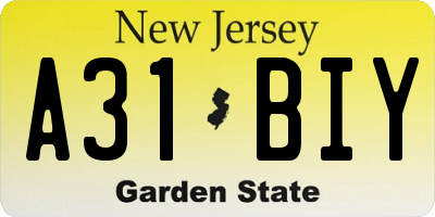 NJ license plate A31BIY