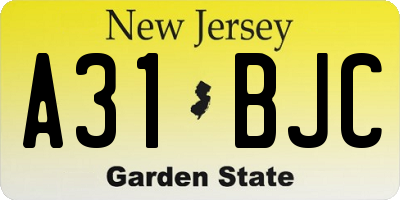 NJ license plate A31BJC