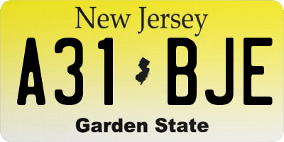 NJ license plate A31BJE