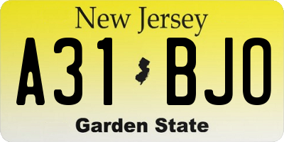 NJ license plate A31BJO