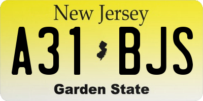 NJ license plate A31BJS