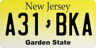 NJ license plate A31BKA