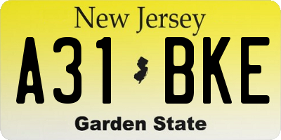 NJ license plate A31BKE