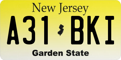 NJ license plate A31BKI