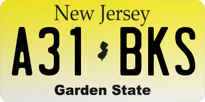 NJ license plate A31BKS