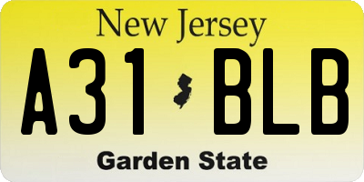 NJ license plate A31BLB