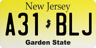 NJ license plate A31BLJ