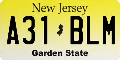 NJ license plate A31BLM