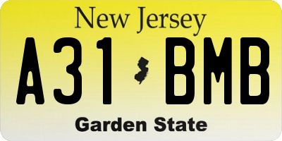 NJ license plate A31BMB