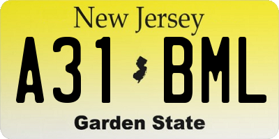 NJ license plate A31BML