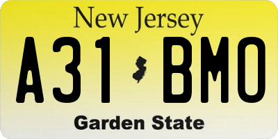 NJ license plate A31BMO