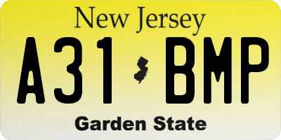 NJ license plate A31BMP