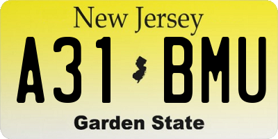 NJ license plate A31BMU