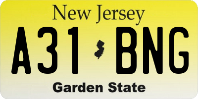 NJ license plate A31BNG