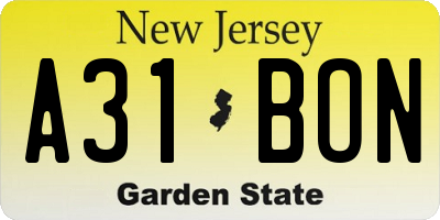 NJ license plate A31BON