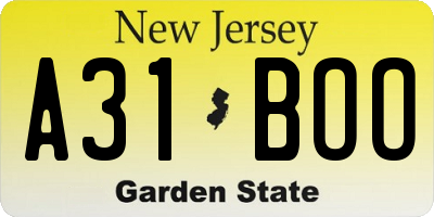 NJ license plate A31BOO