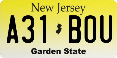 NJ license plate A31BOU