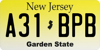 NJ license plate A31BPB