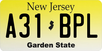 NJ license plate A31BPL