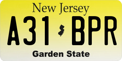 NJ license plate A31BPR