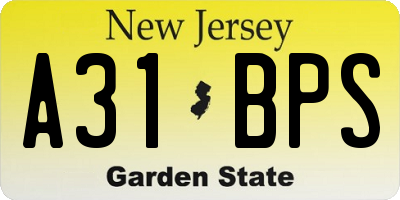 NJ license plate A31BPS