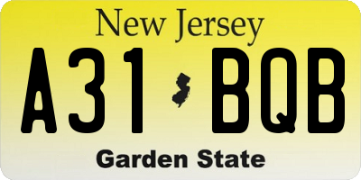 NJ license plate A31BQB
