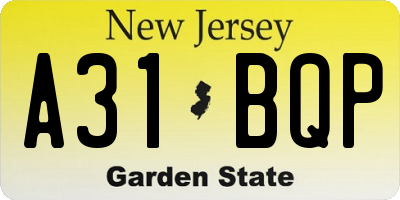NJ license plate A31BQP