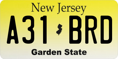 NJ license plate A31BRD