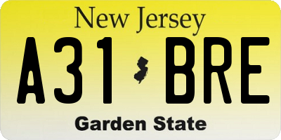 NJ license plate A31BRE