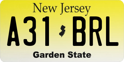 NJ license plate A31BRL