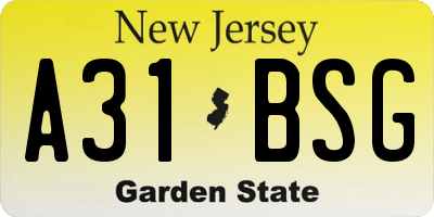 NJ license plate A31BSG