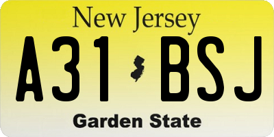 NJ license plate A31BSJ