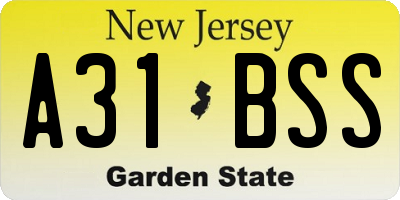NJ license plate A31BSS