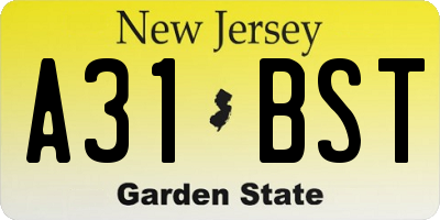 NJ license plate A31BST