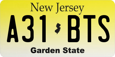 NJ license plate A31BTS