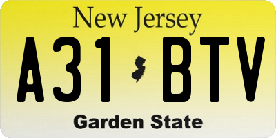 NJ license plate A31BTV