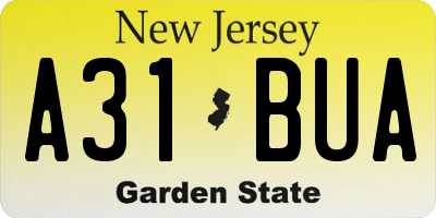 NJ license plate A31BUA