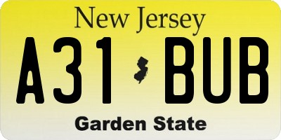 NJ license plate A31BUB