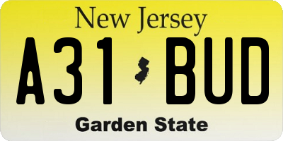 NJ license plate A31BUD