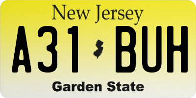 NJ license plate A31BUH
