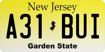 NJ license plate A31BUI