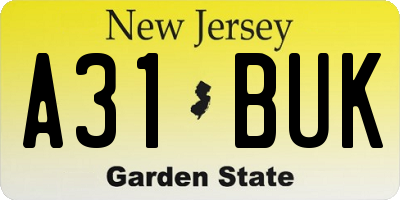 NJ license plate A31BUK