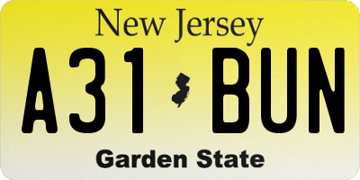 NJ license plate A31BUN