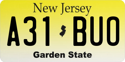 NJ license plate A31BUO