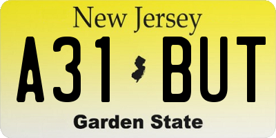 NJ license plate A31BUT