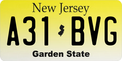 NJ license plate A31BVG