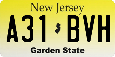 NJ license plate A31BVH