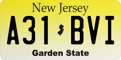NJ license plate A31BVI