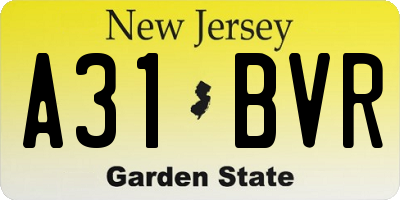 NJ license plate A31BVR